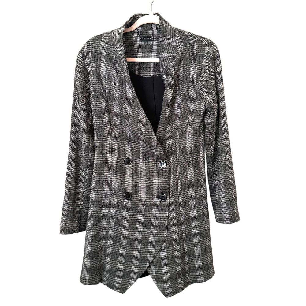 CALLIPYGIAN‎ Plaid Blazer Mini Dress Grey Sz 2